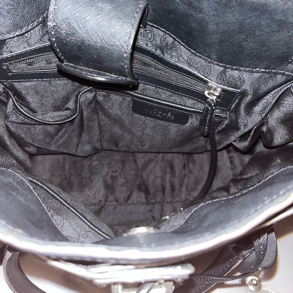 Michael Kors Hamilton Specchio Leather Black Silver Trim Handbag Tote - Picture 7 of 13